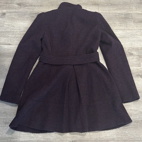 Nanette Lepore purple sparkle wool pea coat jacket Sz 6 - Picture 8 of 9